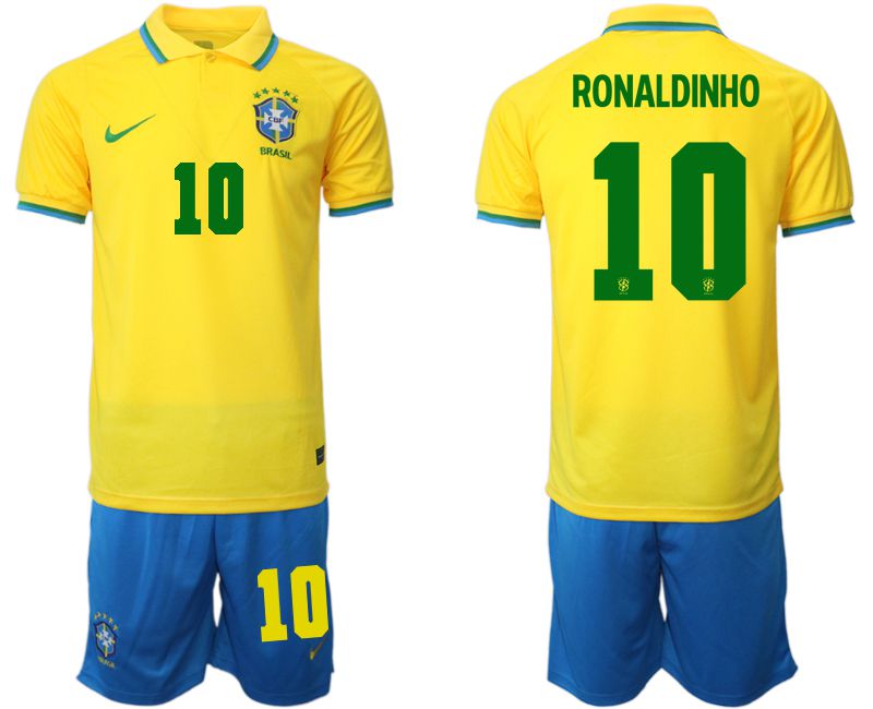 Men 2022 World Cup National Team Brazil home yellow #10 Soccer Jersey1